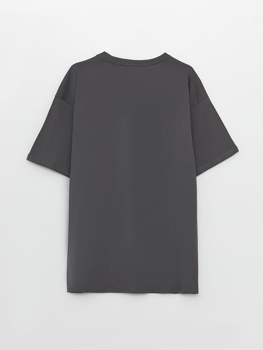 Antrasit Bisiklet Yaka Daisy Duck Baskılı Kısa Kollu Kadın Tişört-6