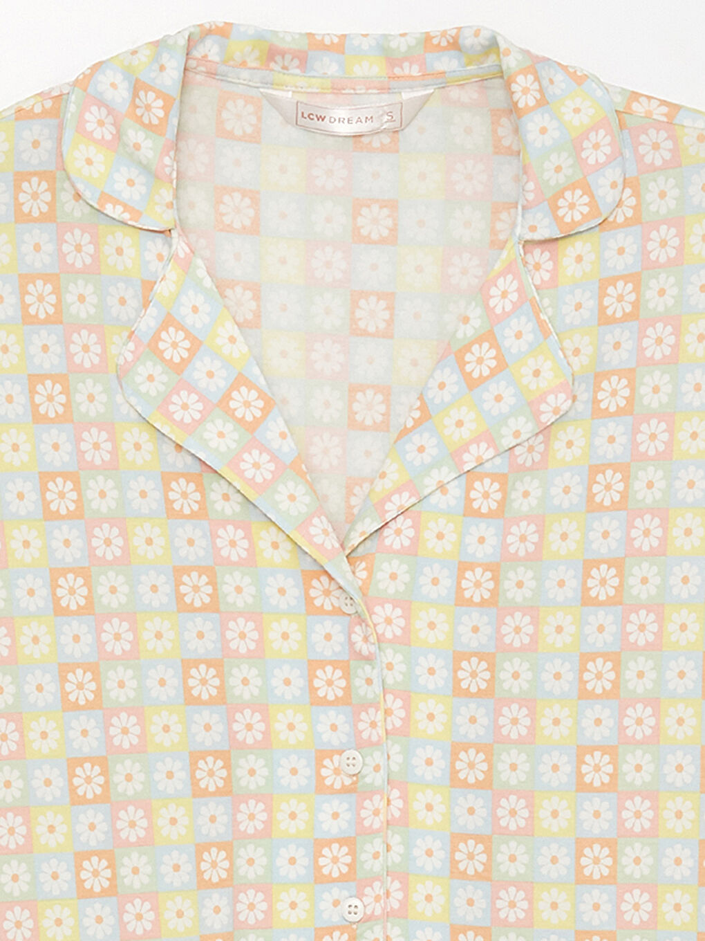 طقم بيجامة ياقة القميص منقوش كم قصير للسيدات-8