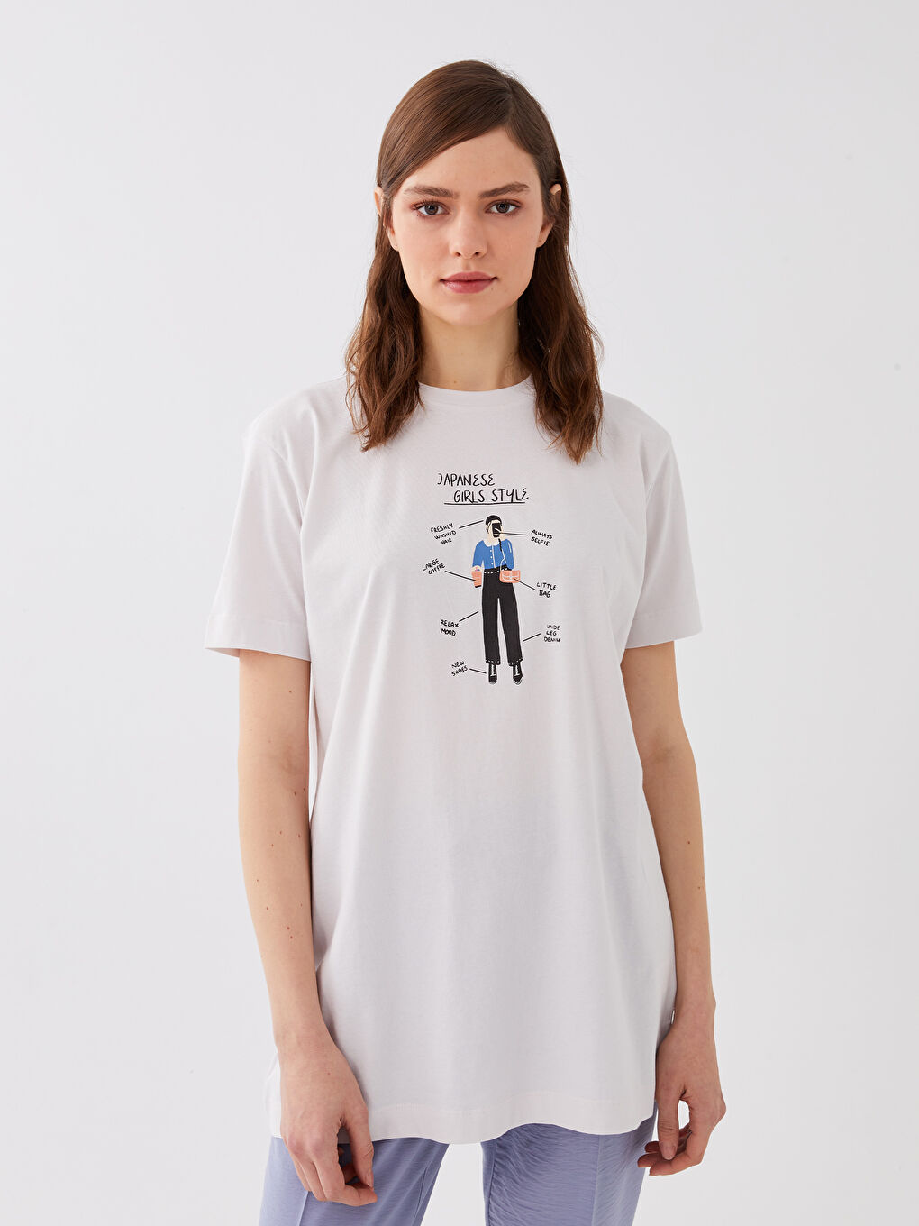 Crew Neck Printed Short Sleeve Women's Tunic