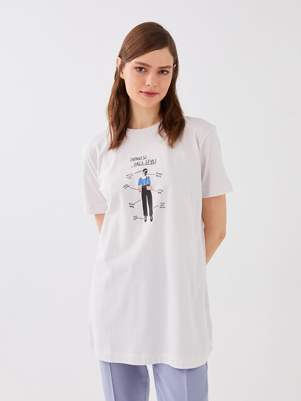 Crew Neck Printed Short Sleeve Women's Tunic-1