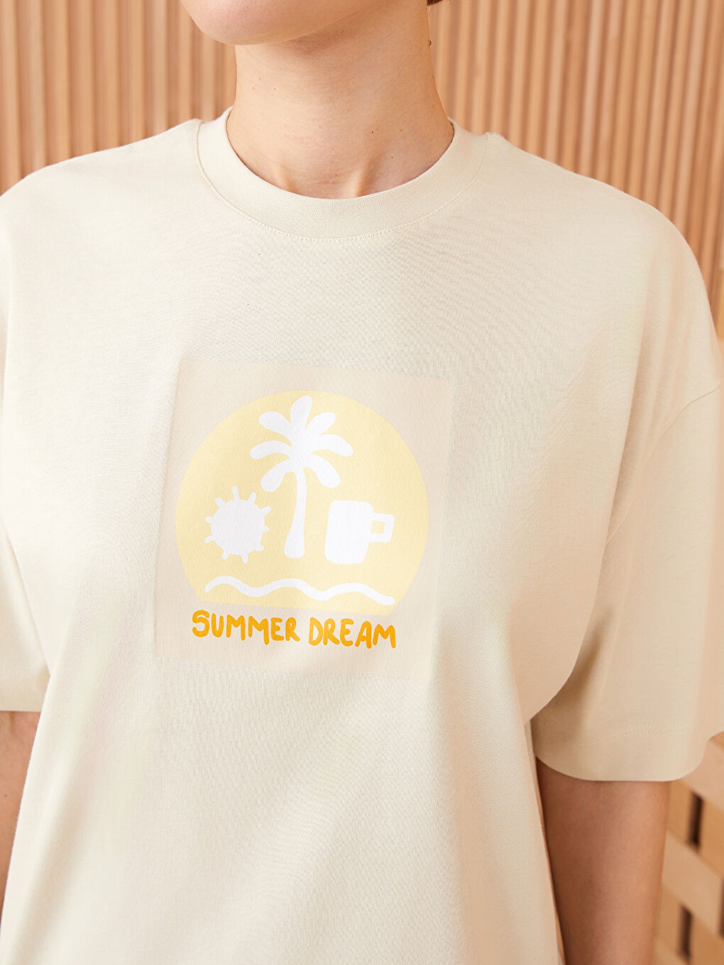 Туника с круглым вырезом, с принтом, короткий рукав, оверсайз, для женщин-3