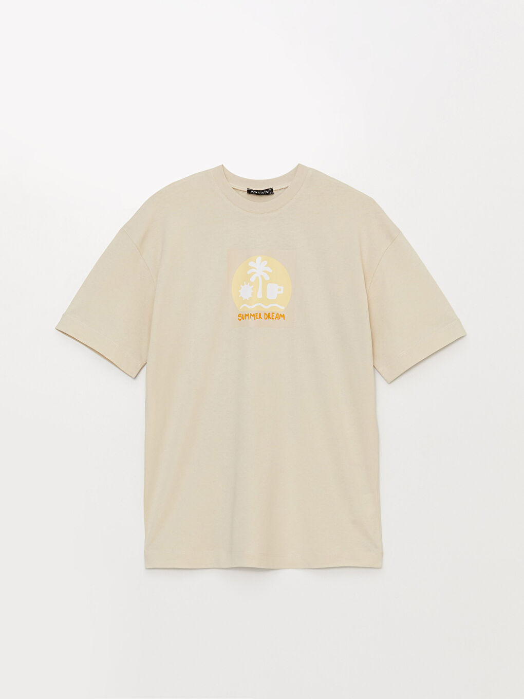 Туника с круглым вырезом, с принтом, короткий рукав, оверсайз, для женщин-5