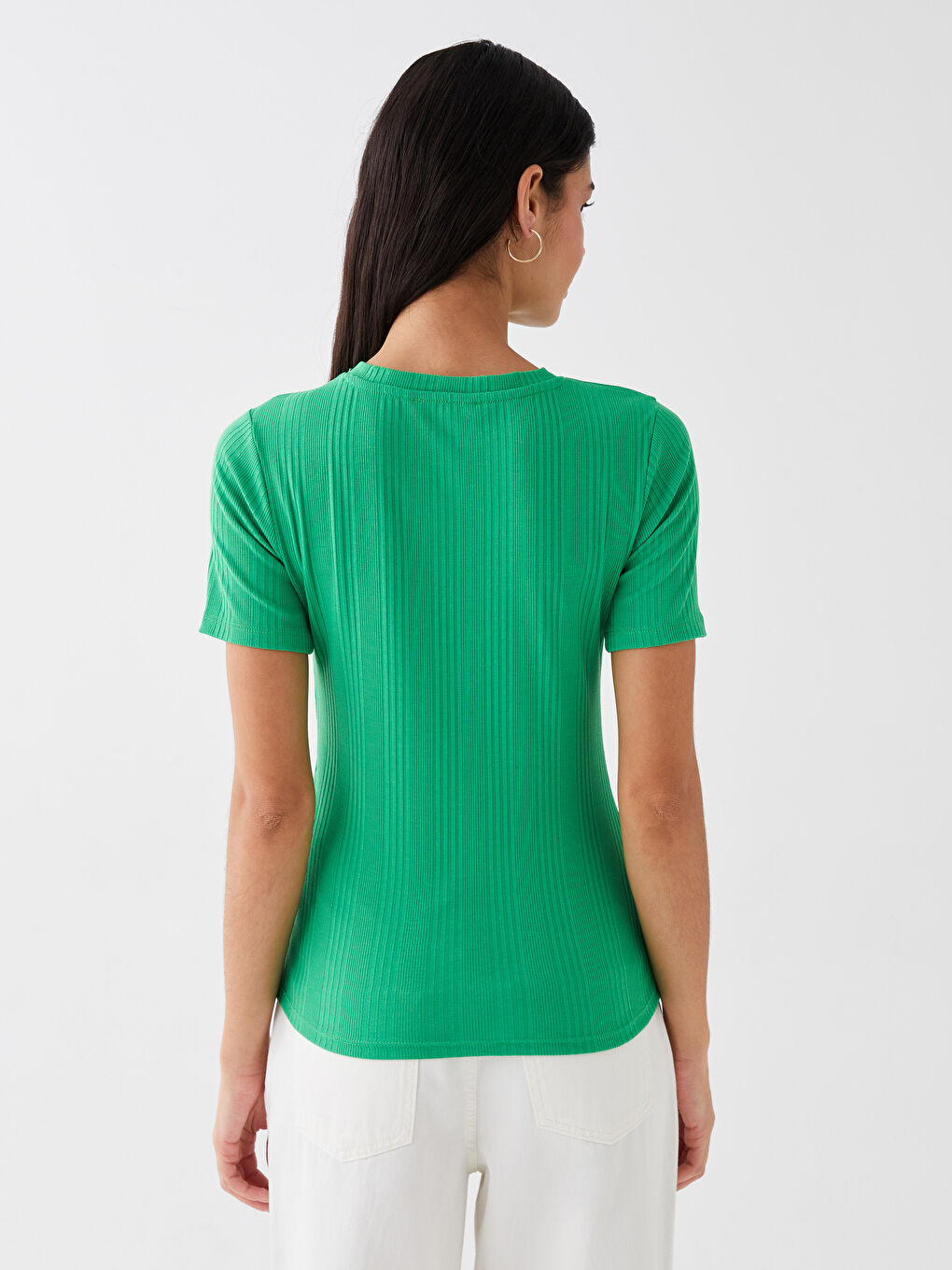 LCWAIKIKI Classic Crew Neck Self-Patterned Short Sleeve Women's T-Shirt -S3FD80Z8-R14