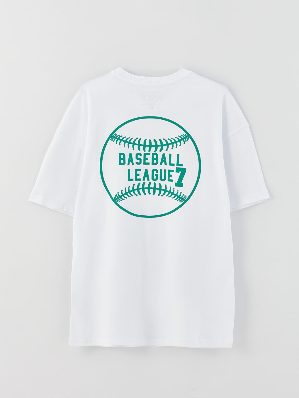 Beyaz Bisiklet Yaka Kısa Kollu Baskılı Penye Erkek Tişört-6