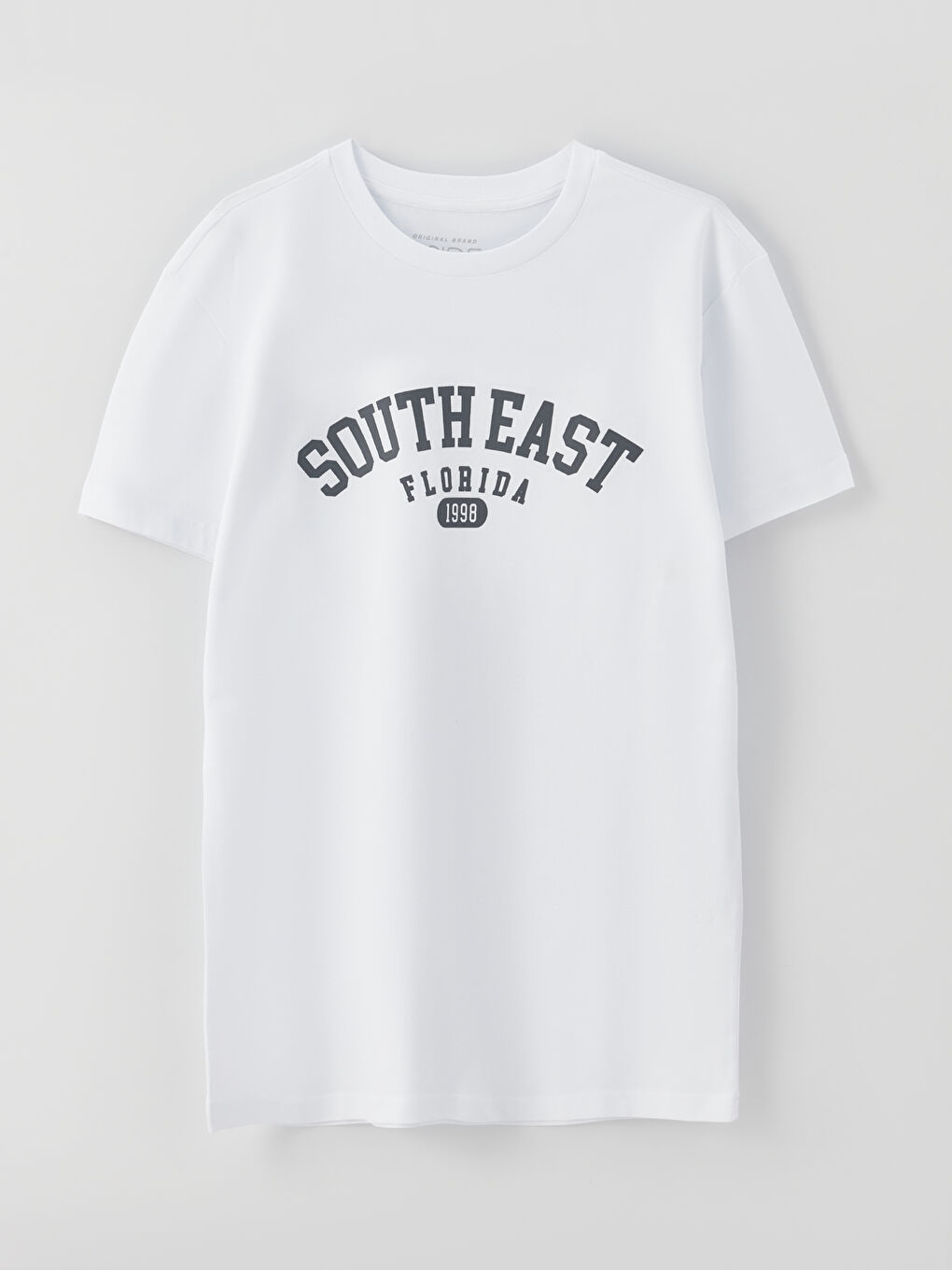 Beyaz Bisiklet Yaka Kısa Kollu Baskılı Penye Erkek Tişört-5