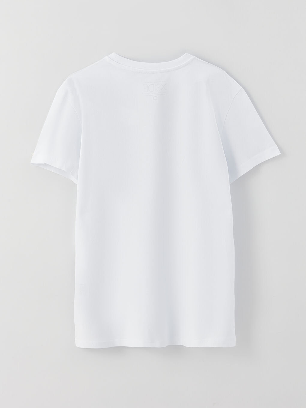 Beyaz Bisiklet Yaka Kısa Kollu Baskılı Penye Erkek Tişört-6