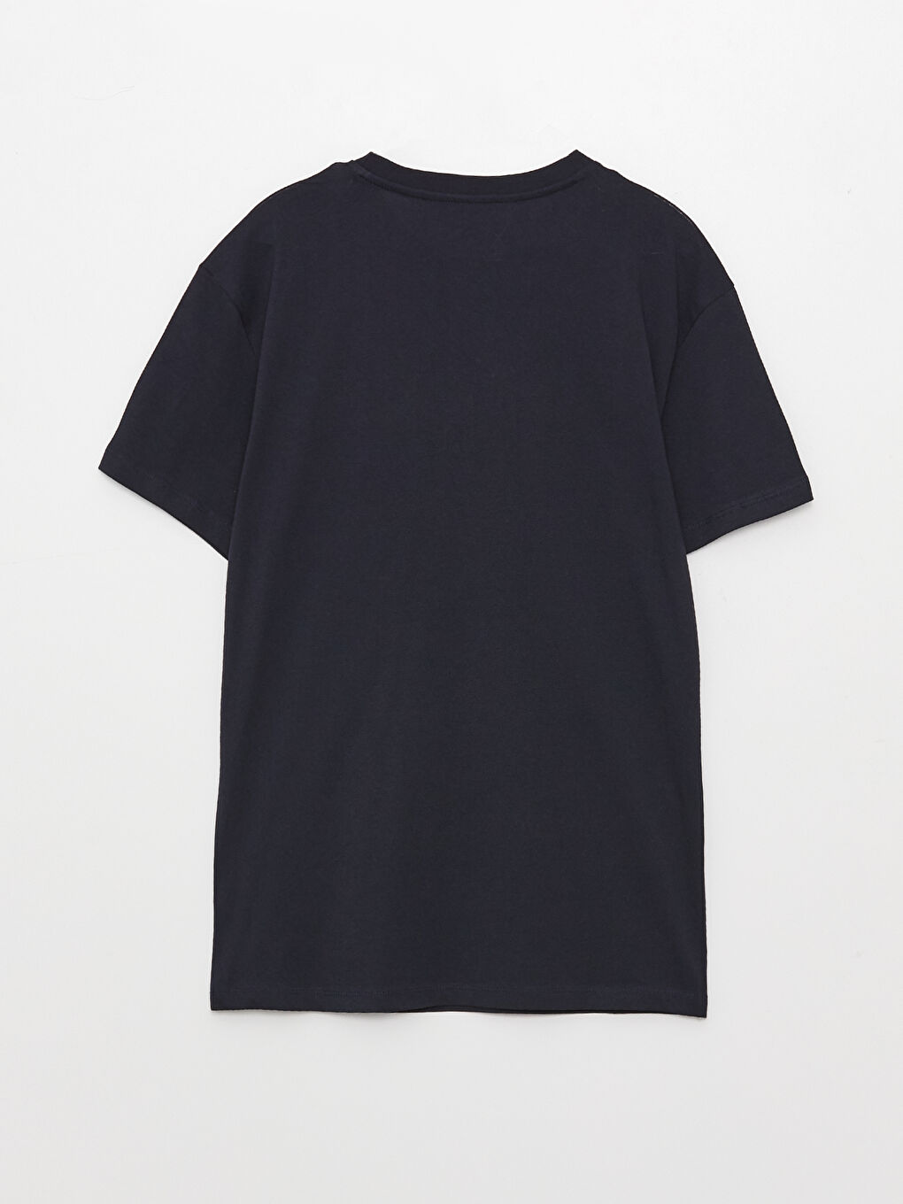 Lacivert Bisiklet Yaka Kısa Kollu Baskılı Penye Erkek Tişört-6