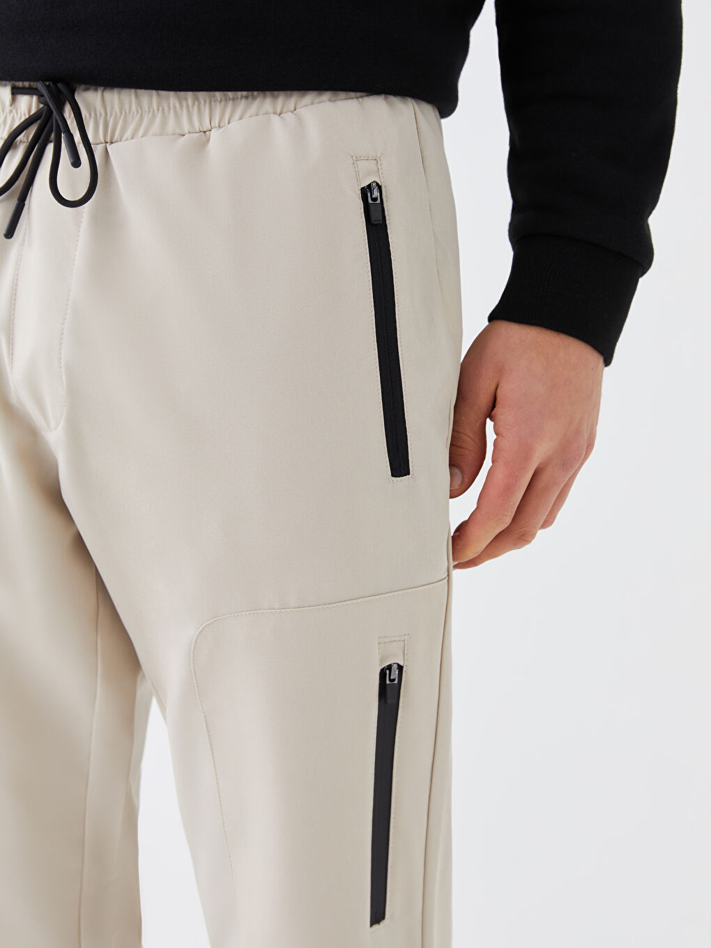 Bej Standart Kalıp Erkek Jogger Pantolon-1