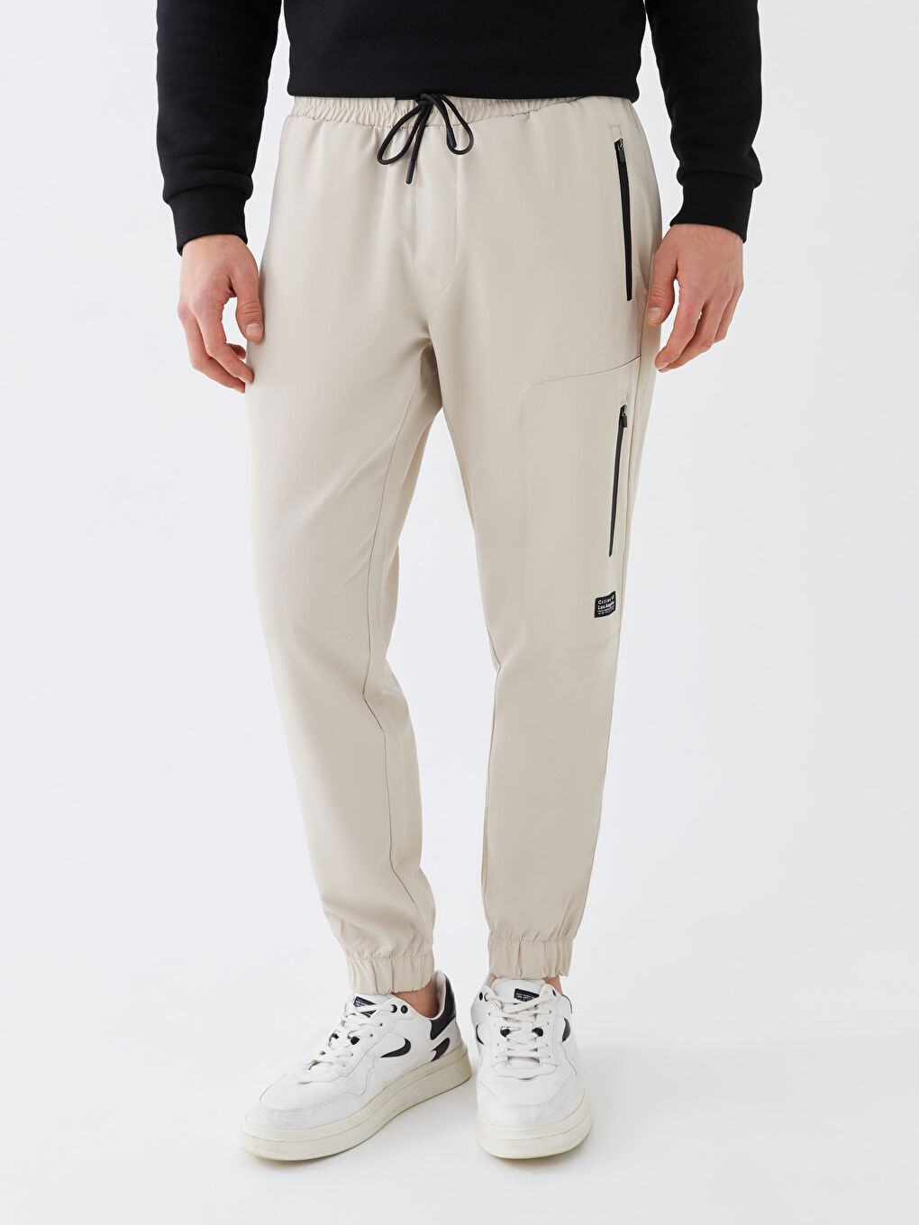 Bej Standart Kalıp Erkek Jogger Pantolon-2