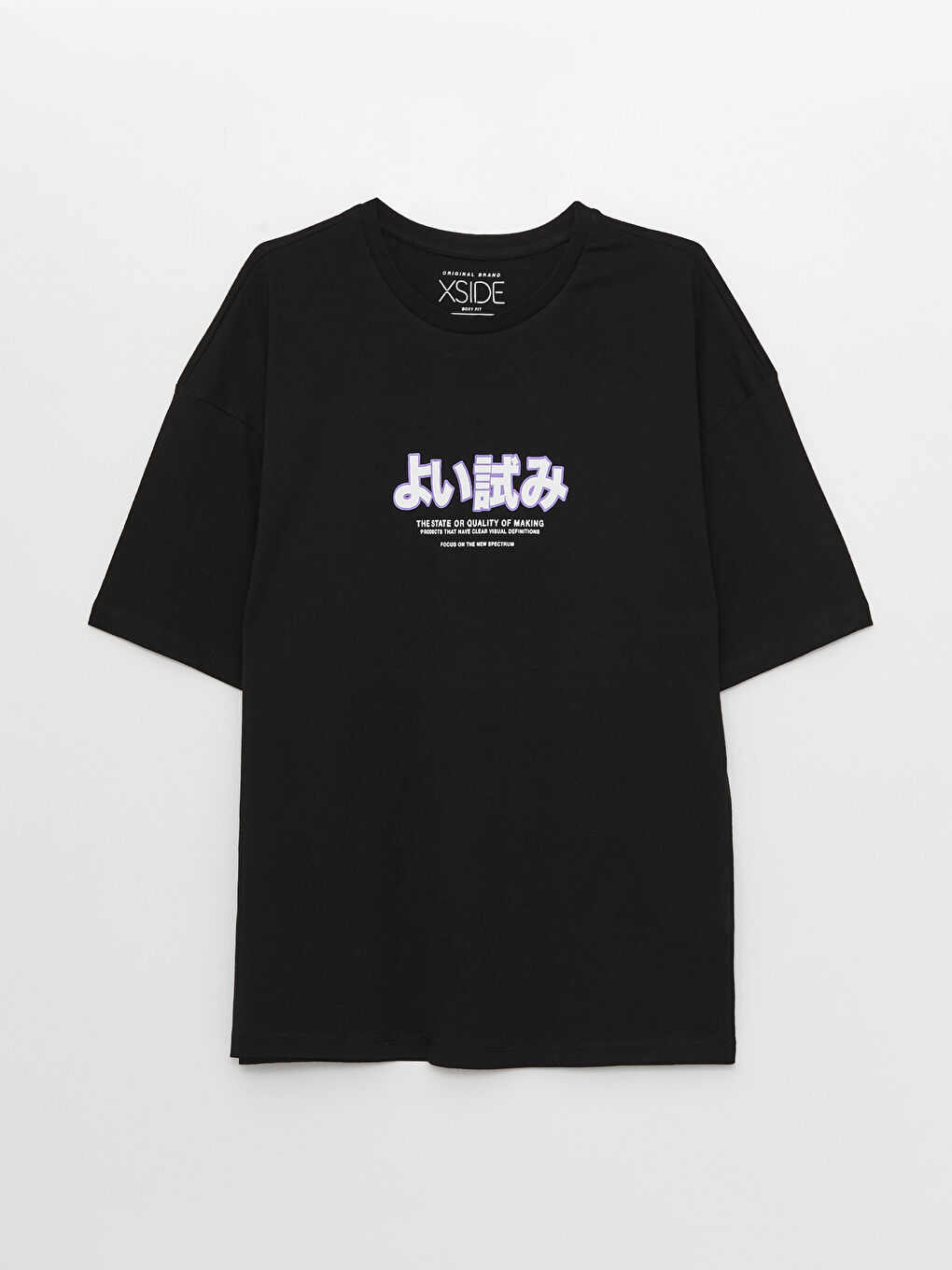 Siyah Bisiklet Yaka Kısa Kollu Baskılı Penye Erkek Tişört-5