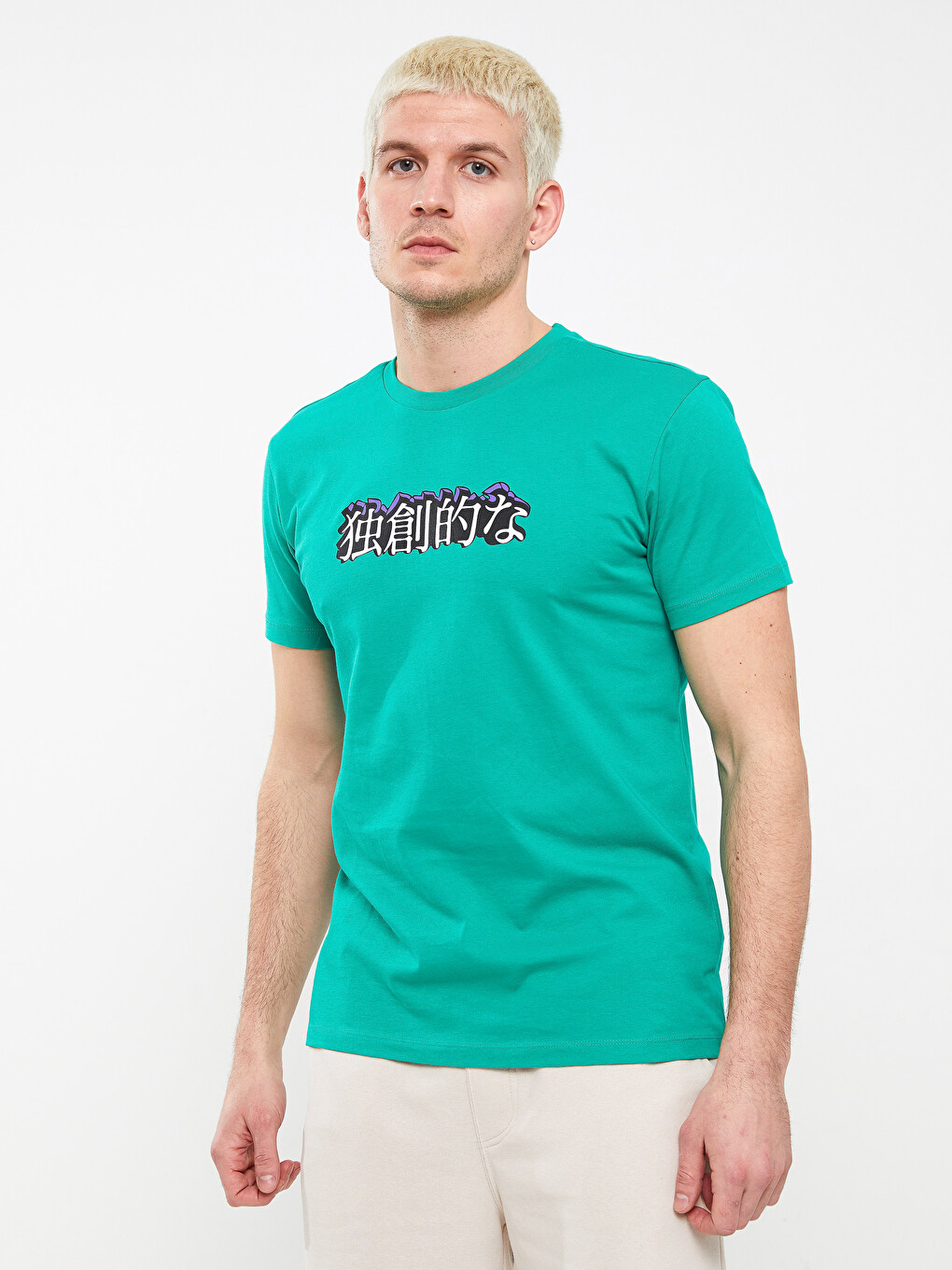 Crew Neck Short Sleeve Printed Combed Cotton Men's T-shirt-1