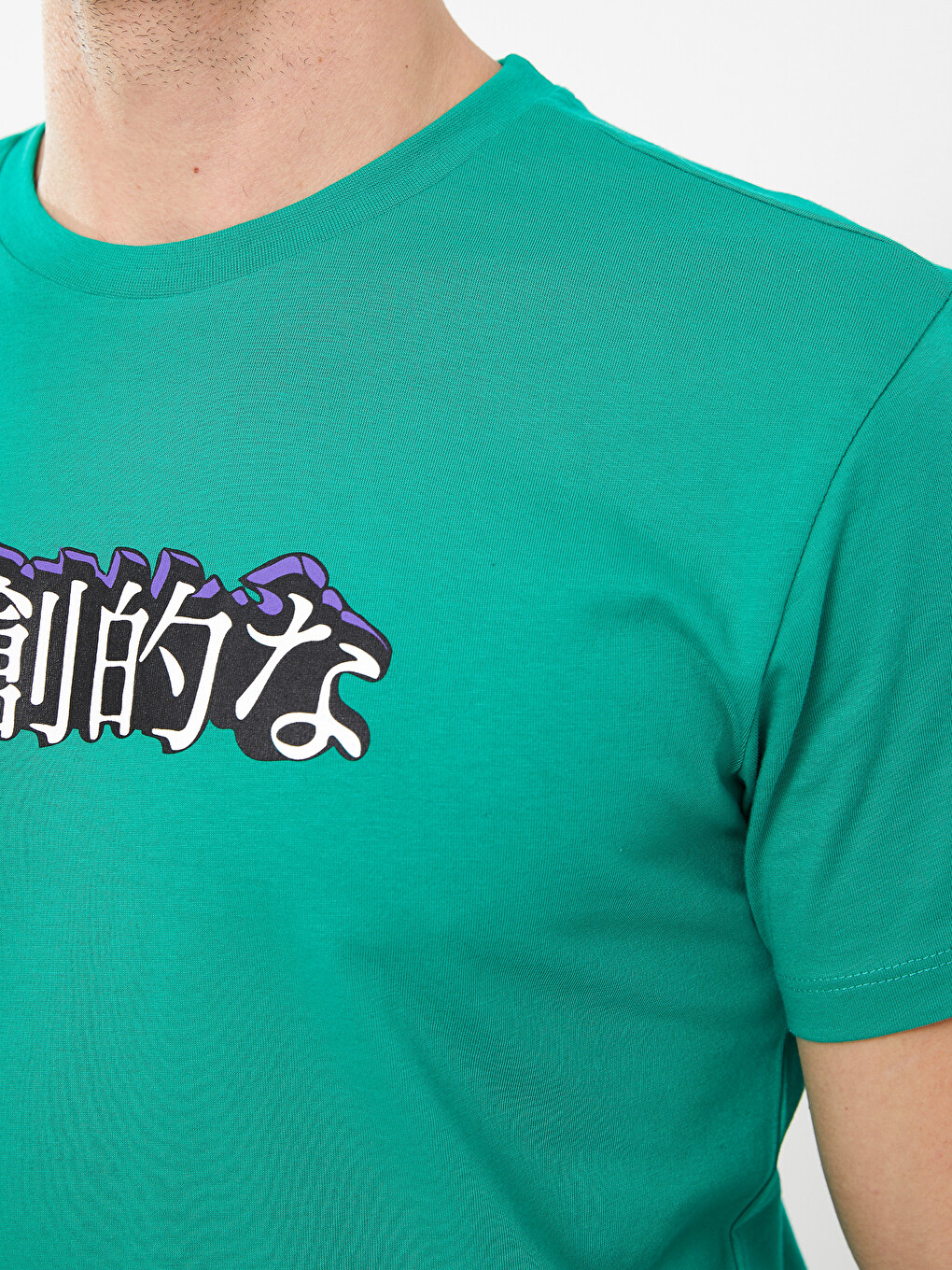 Crew Neck Short Sleeve Printed Combed Cotton Men's T-shirt-3