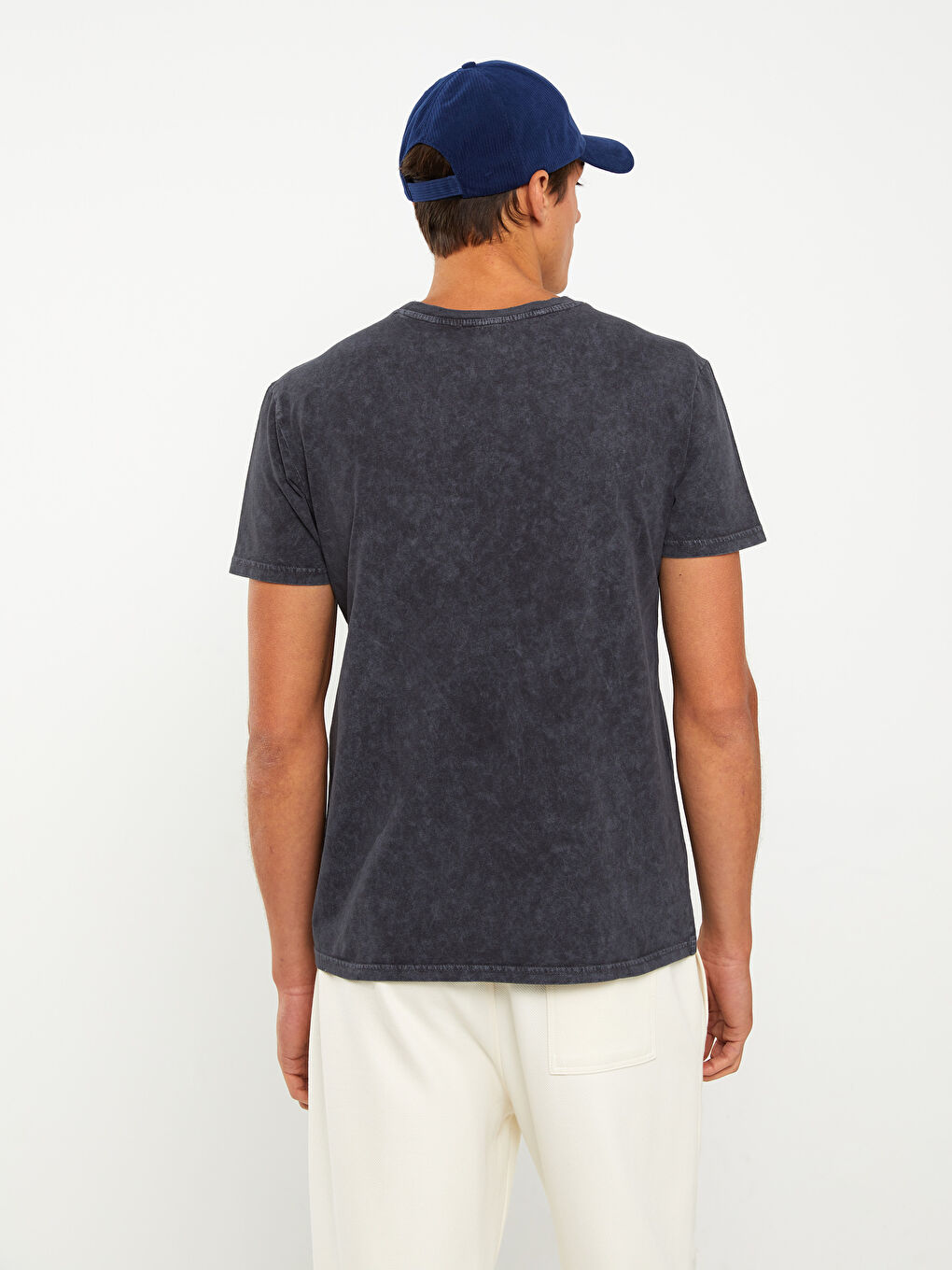 Antrasit Bisiklet Yaka Kısa Kollu Baskılı Penye Erkek Tişört-4