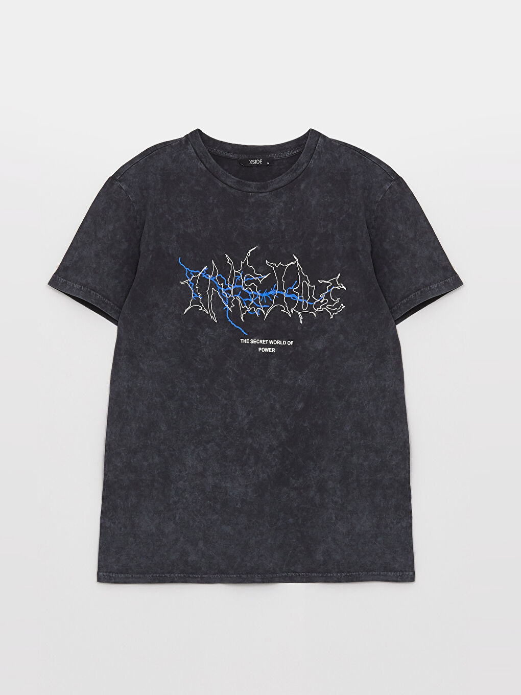 Antrasit Bisiklet Yaka Kısa Kollu Baskılı Penye Erkek Tişört-5