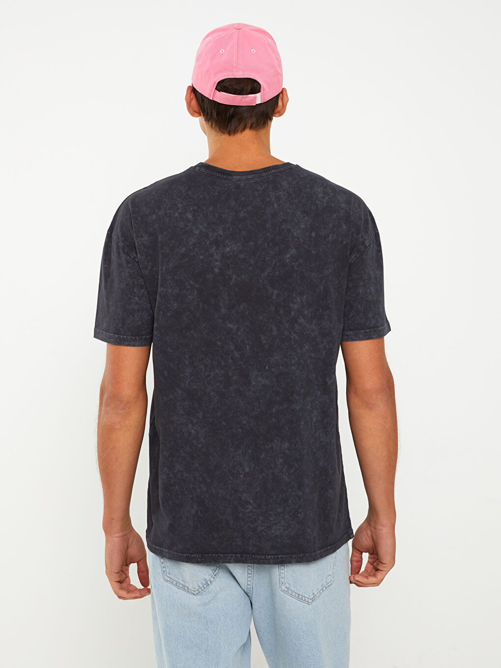 Antrasit Bisiklet Yaka Kısa Kollu Baskılı Penye Erkek Tişört-4