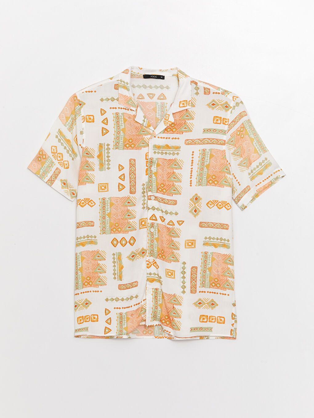 Regular Fit Short Sleeve Patterned Viscose Men's Shirt-5