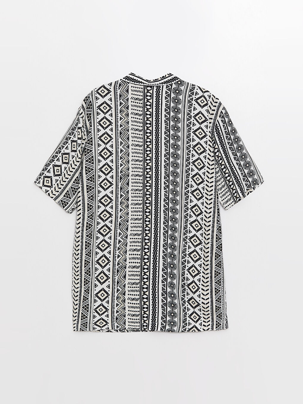 Ekru Regular Fit Kısa Kollu Desenli Erkek Gömlek-6