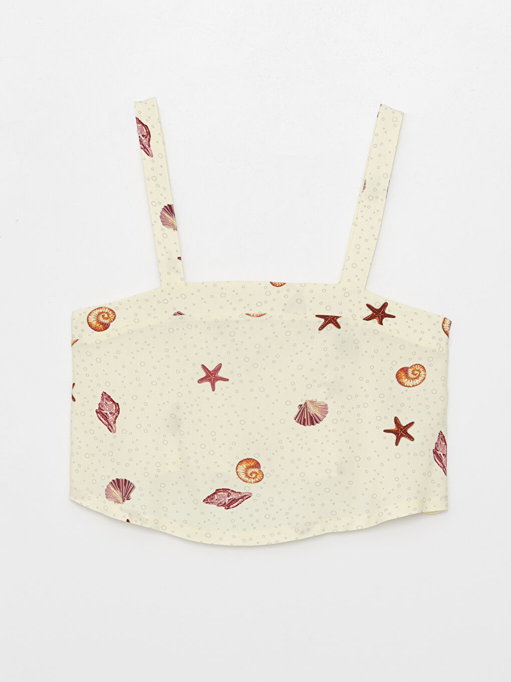 Ekru Petite Kare Yaka Desenli Askılı Kadın Pijama Takımı-3