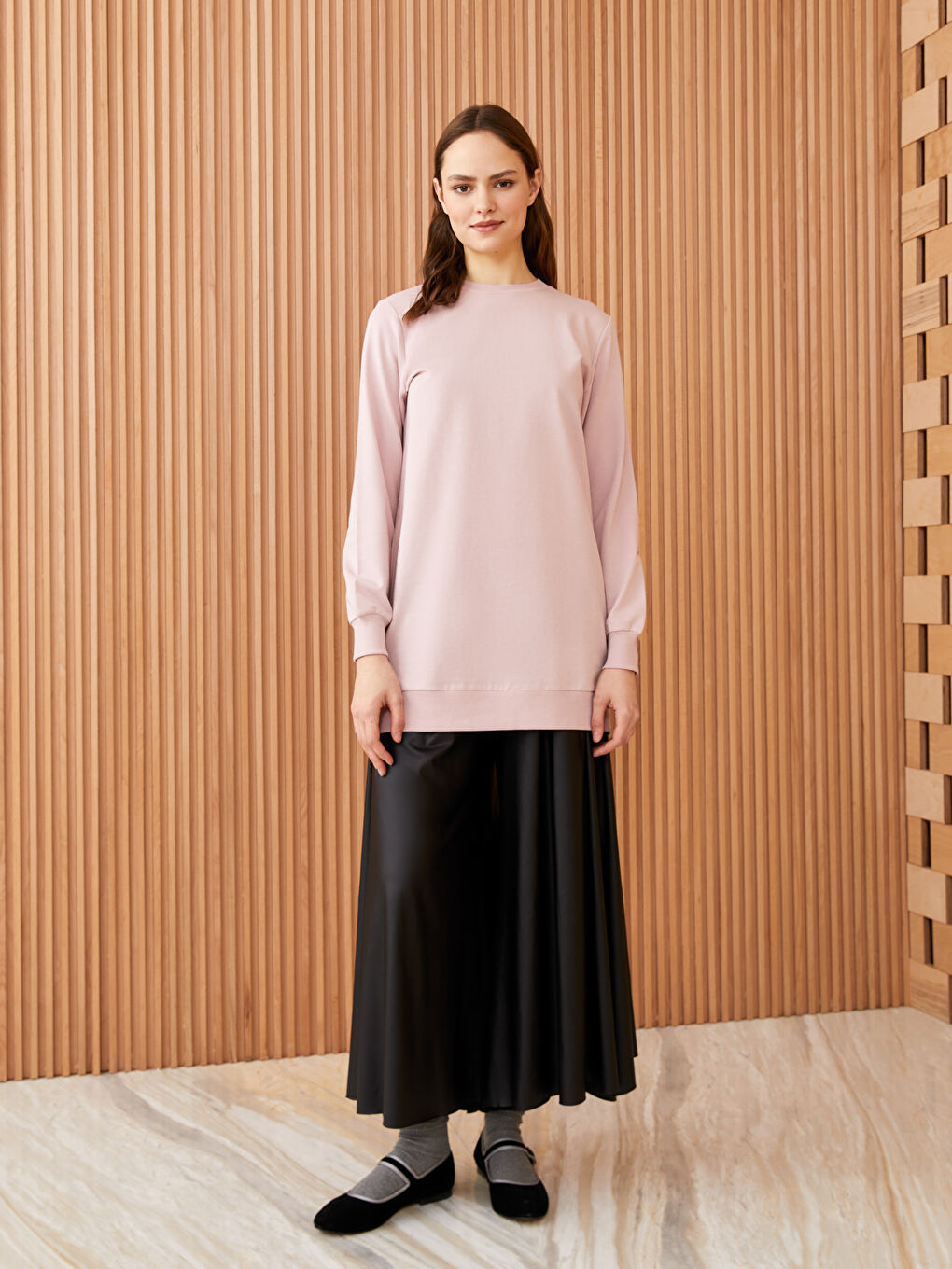 Tunique Sweatshirt à Manches Longues et Col Rond pour Femmes-2