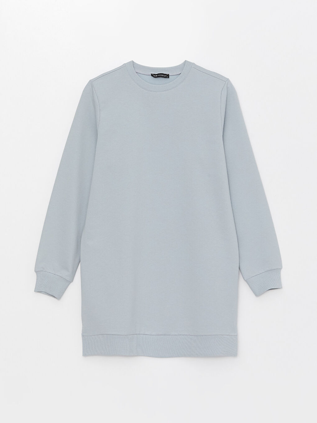 Mavi Bisiklet Yaka Düz Uzun Kollu Kadın Sweatshirt Tunik-5