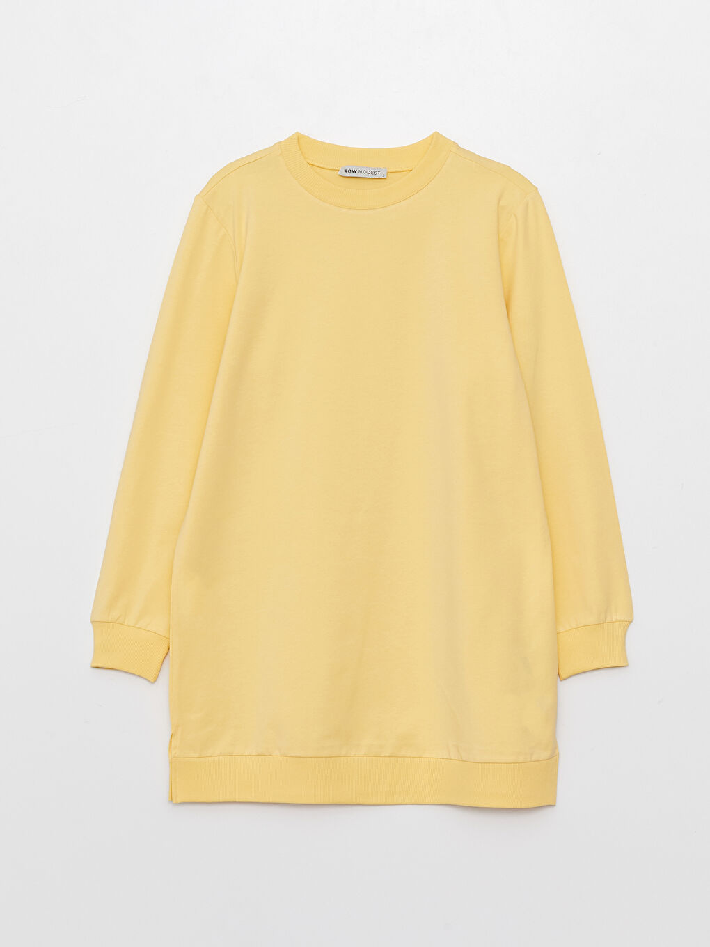 بلوزة طويلة بكول مدور بسيطة وكم طويل نساء-5