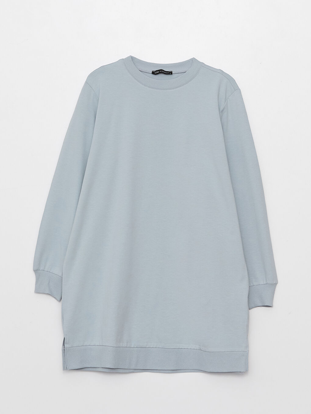 Әйелдерге арналған дөңгелек жағалы өрнексіз ұзын жең свитшот туника-5