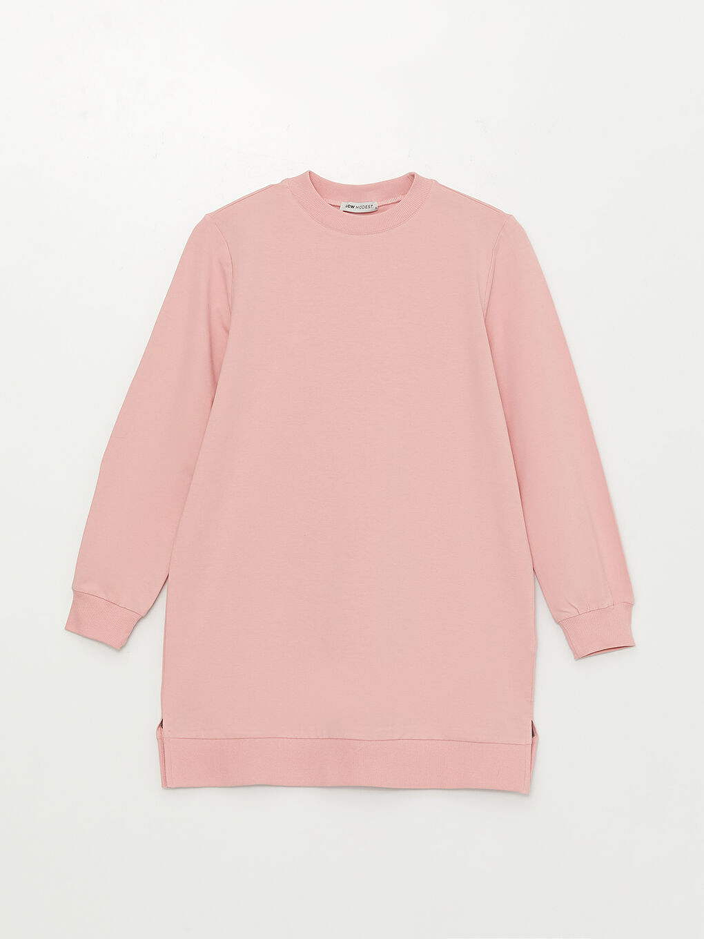 تونيك كنزة رياضية سادة برقبة دائرية وكم طويل للسيدات-5