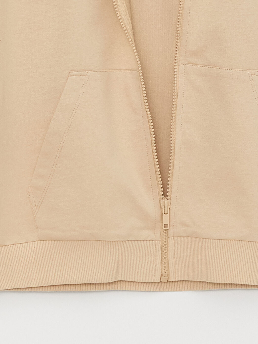 Bej Kapüşonlu Baskılı Uzun Kollu Oversize Kadın Spor Hırka-7