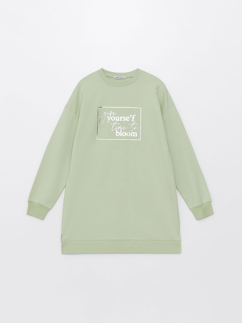 تونيك سويتشيرت نسائي بطباعة بياقة دائرية وكم طويل-5