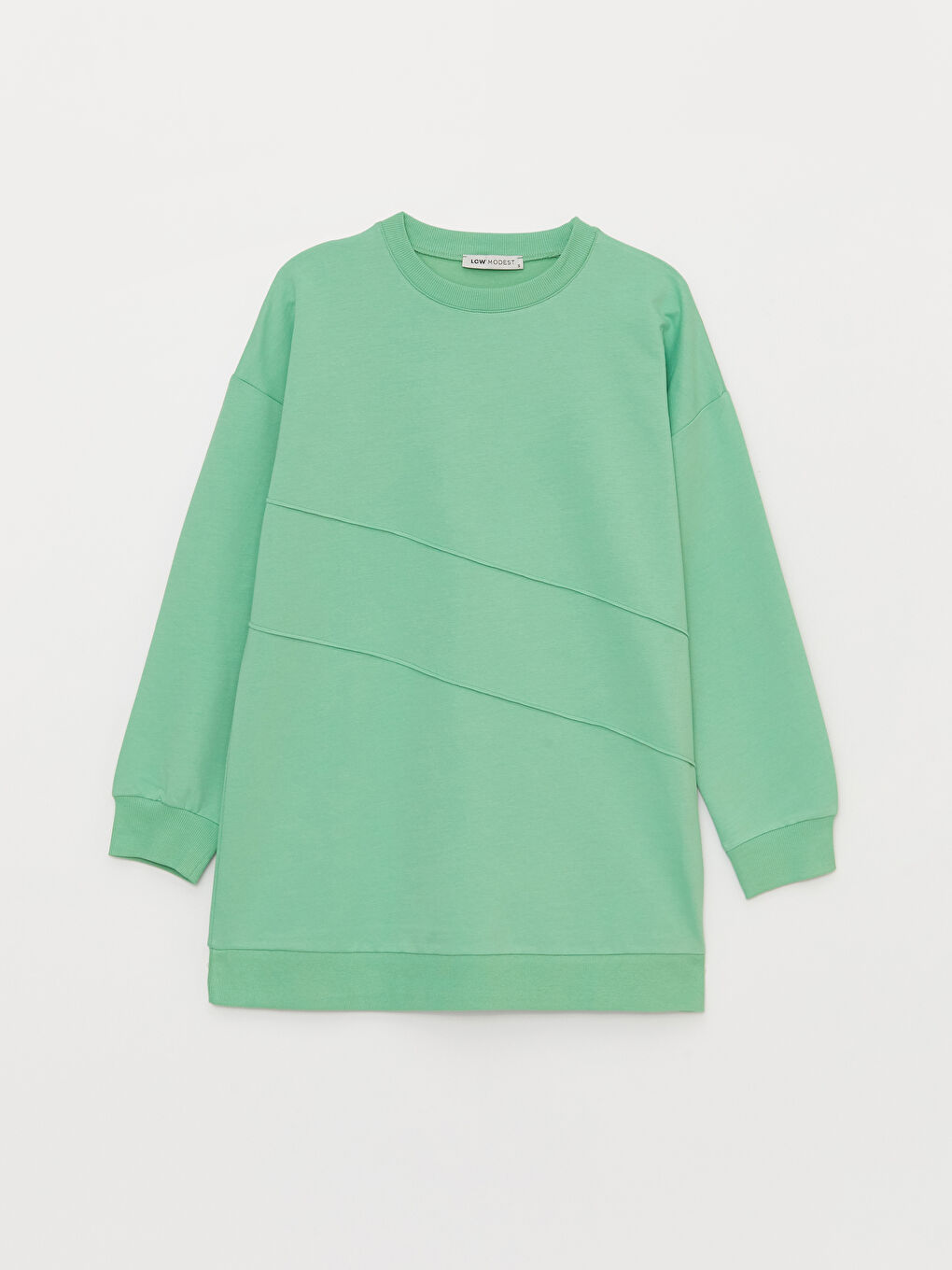 تونيك كنزة رياضية سادة برقبة دائرية وكم طويل للسيدات-5