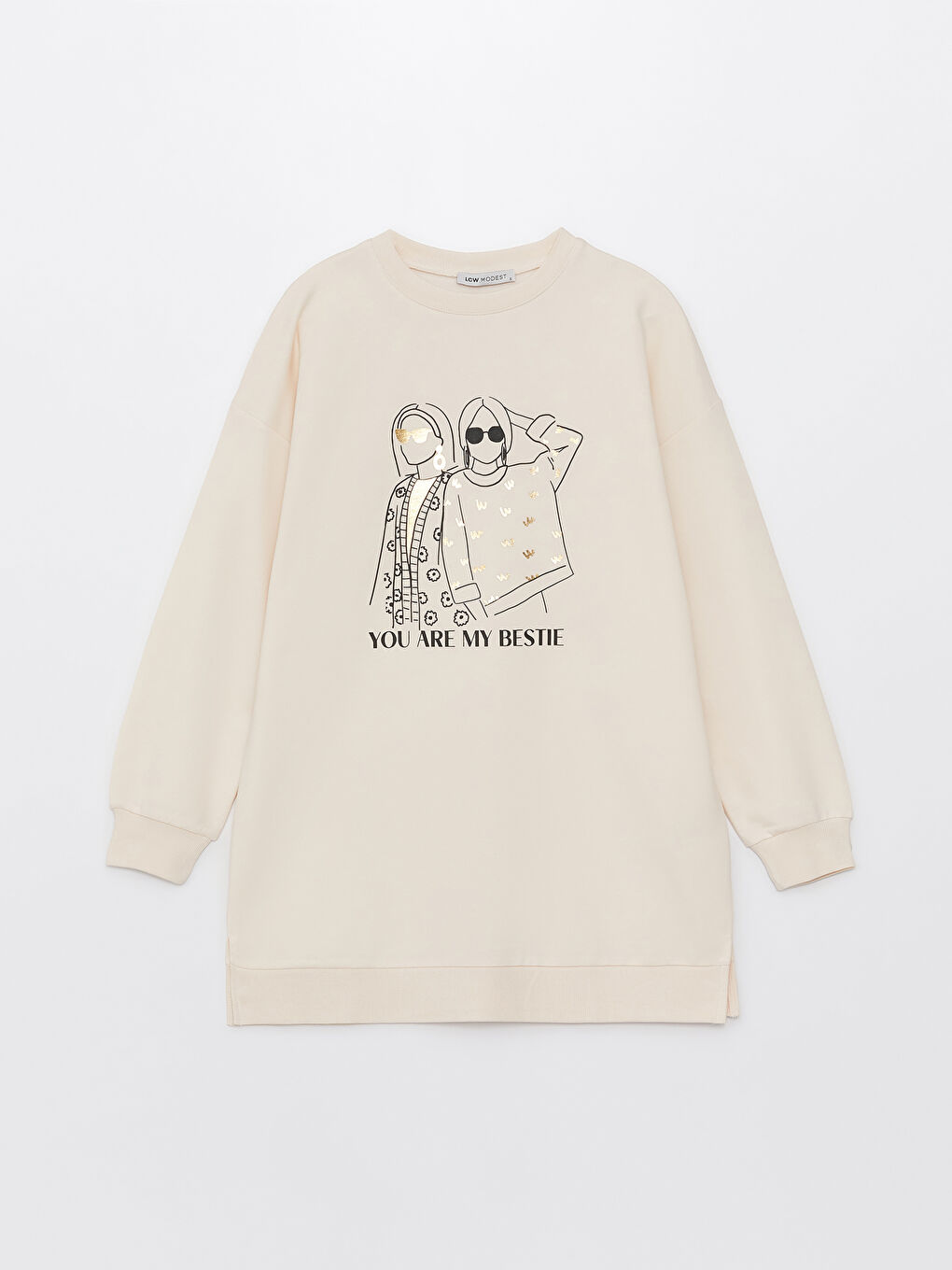 Crew Neck Printed Long Sleeve Women's Sweatshirt Tunic-5