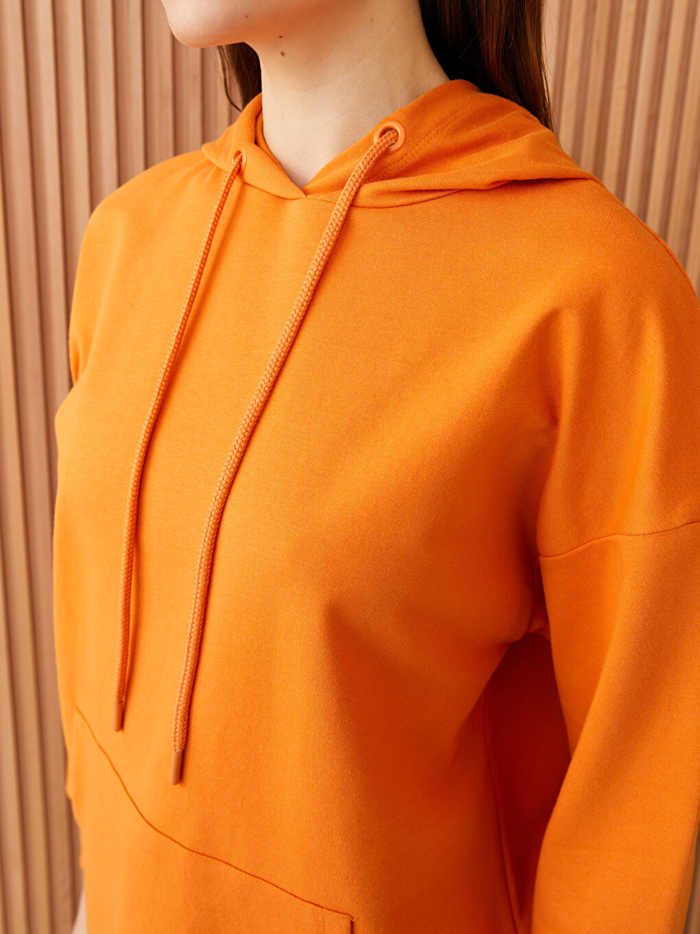 Hooded Regular Long Sleeve Women's Sweatshirt Tunic-3