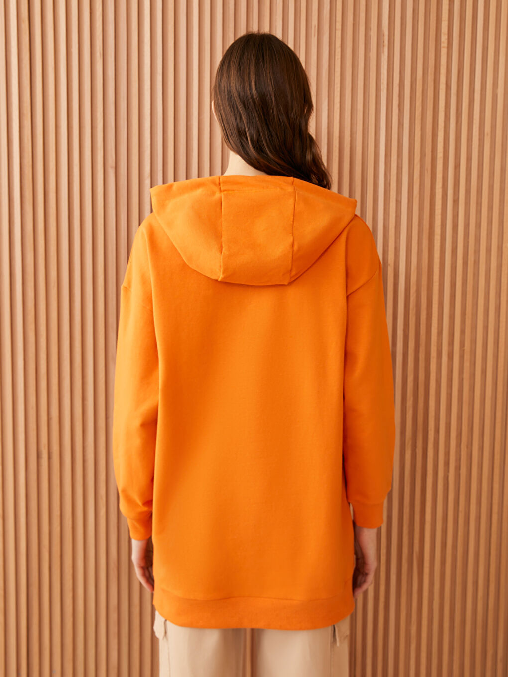 Hooded Regular Long Sleeve Women's Sweatshirt Tunic-4