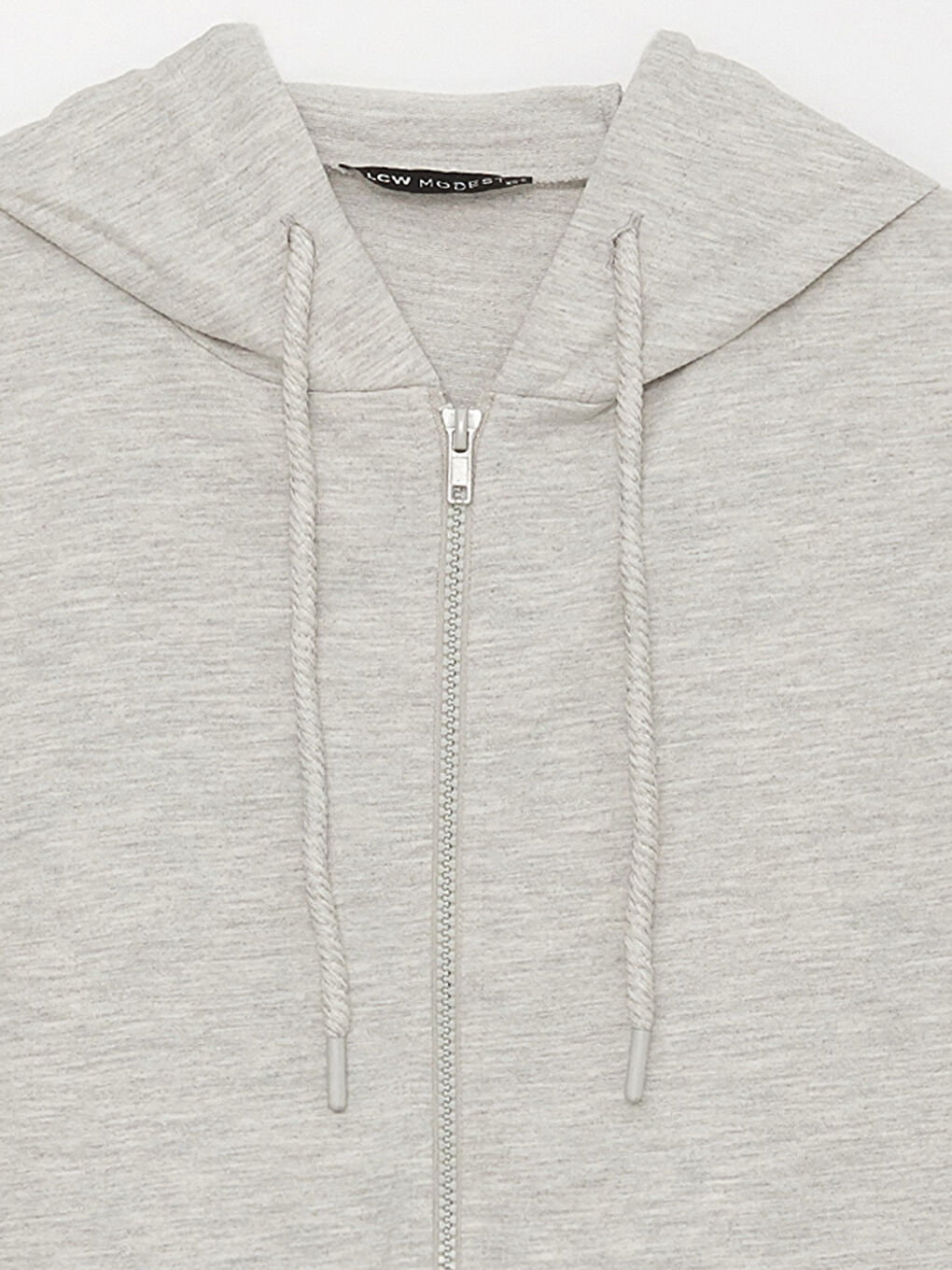 Gri Kapüşonlu Düz Uzun Kollu Oversize Kadın Spor Hırka-7