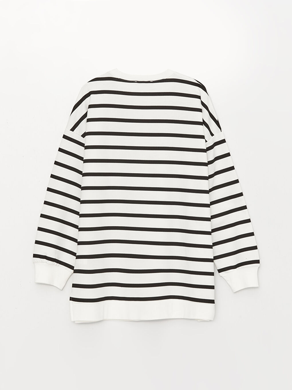 Siyah Çizgili Oversize Kadın Sweatshirt Tunik-6