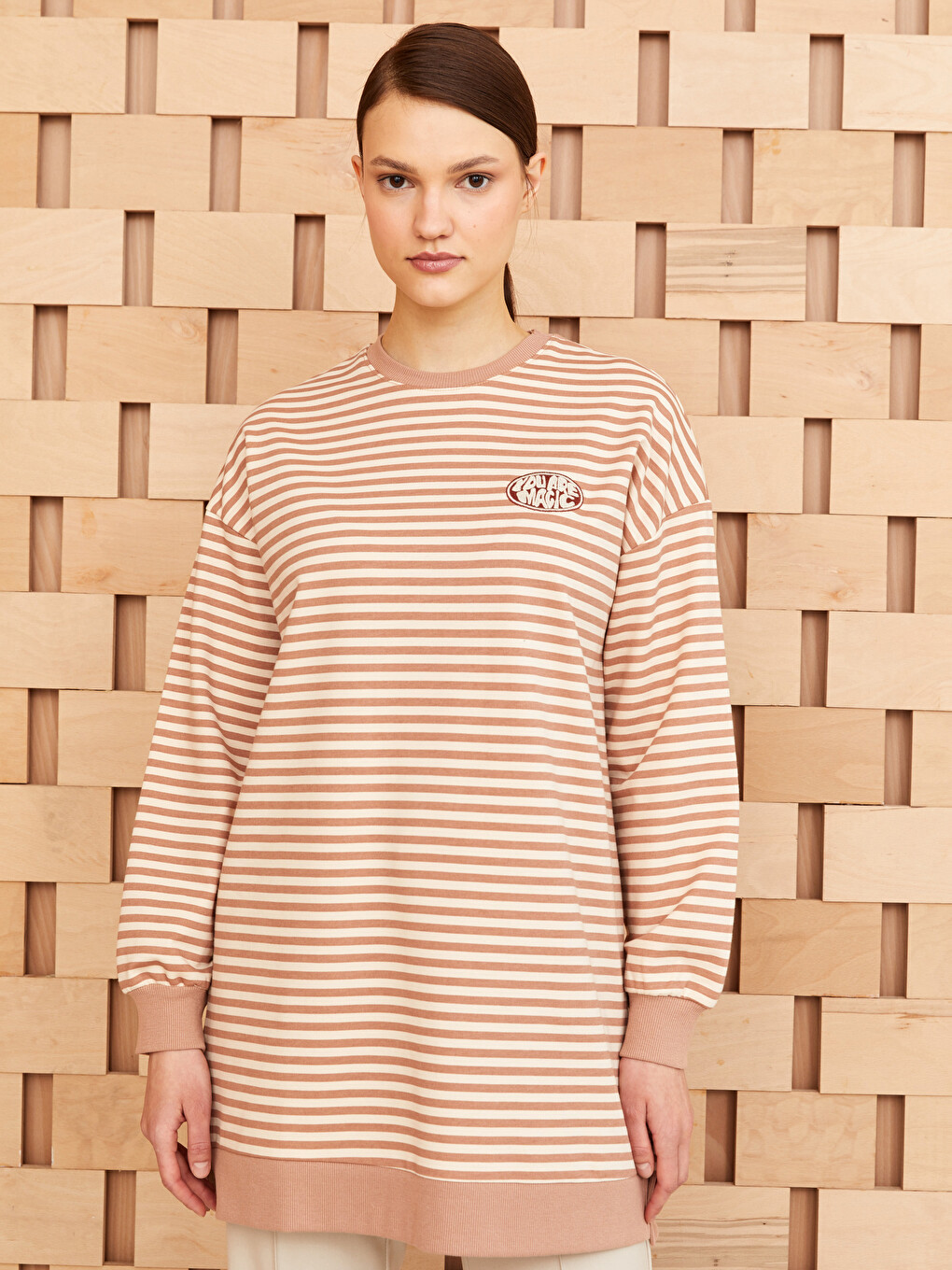 Striped Oversize Women's Sweatshirt Tunic-1