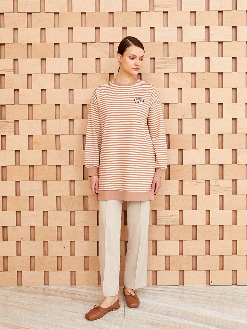 Striped Oversize Women's Sweatshirt Tunic-2