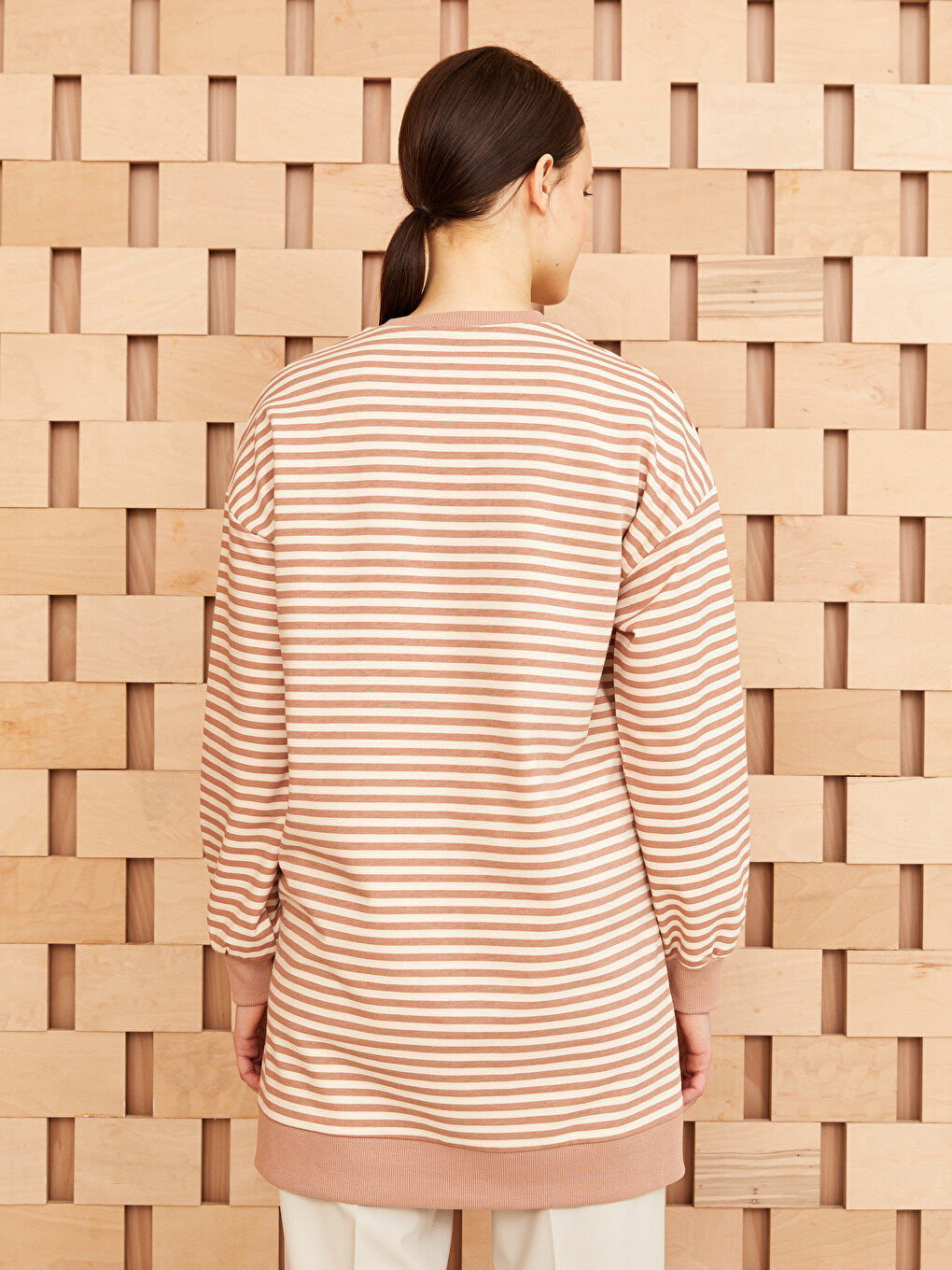 Striped Oversize Women's Sweatshirt Tunic-4