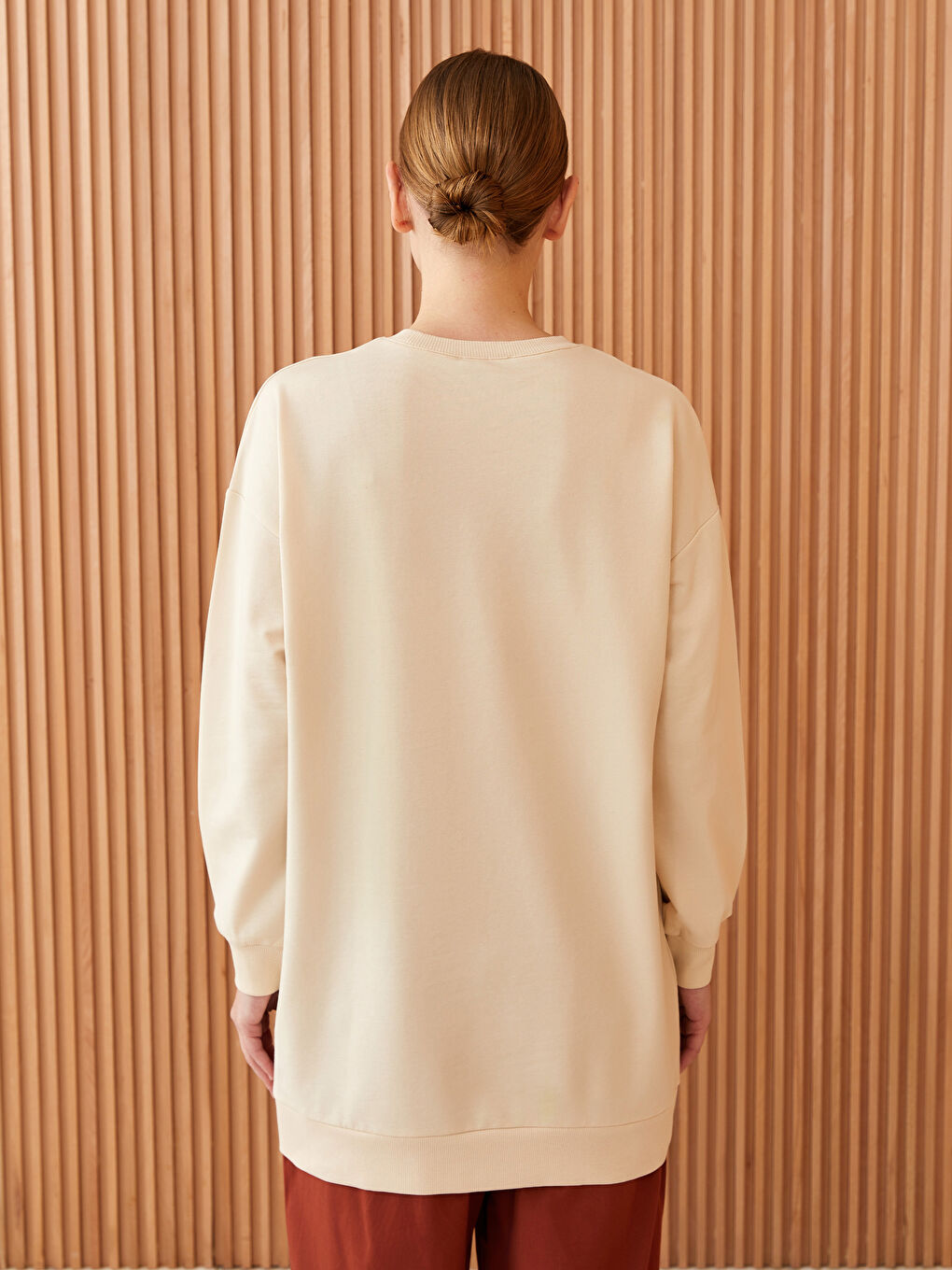 Tunique Sweatshirt Oversize à Manches Longues Imprimée pour Femmes avec Col Rond-4