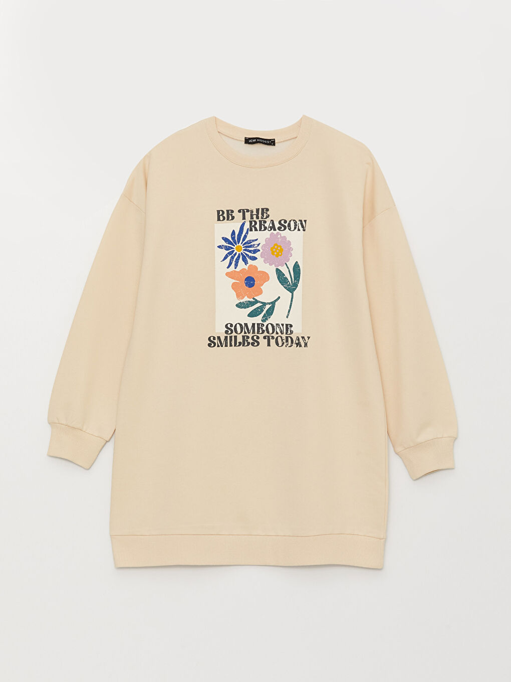 Tunique Sweatshirt Oversize à Manches Longues Imprimée pour Femmes avec Col Rond-5