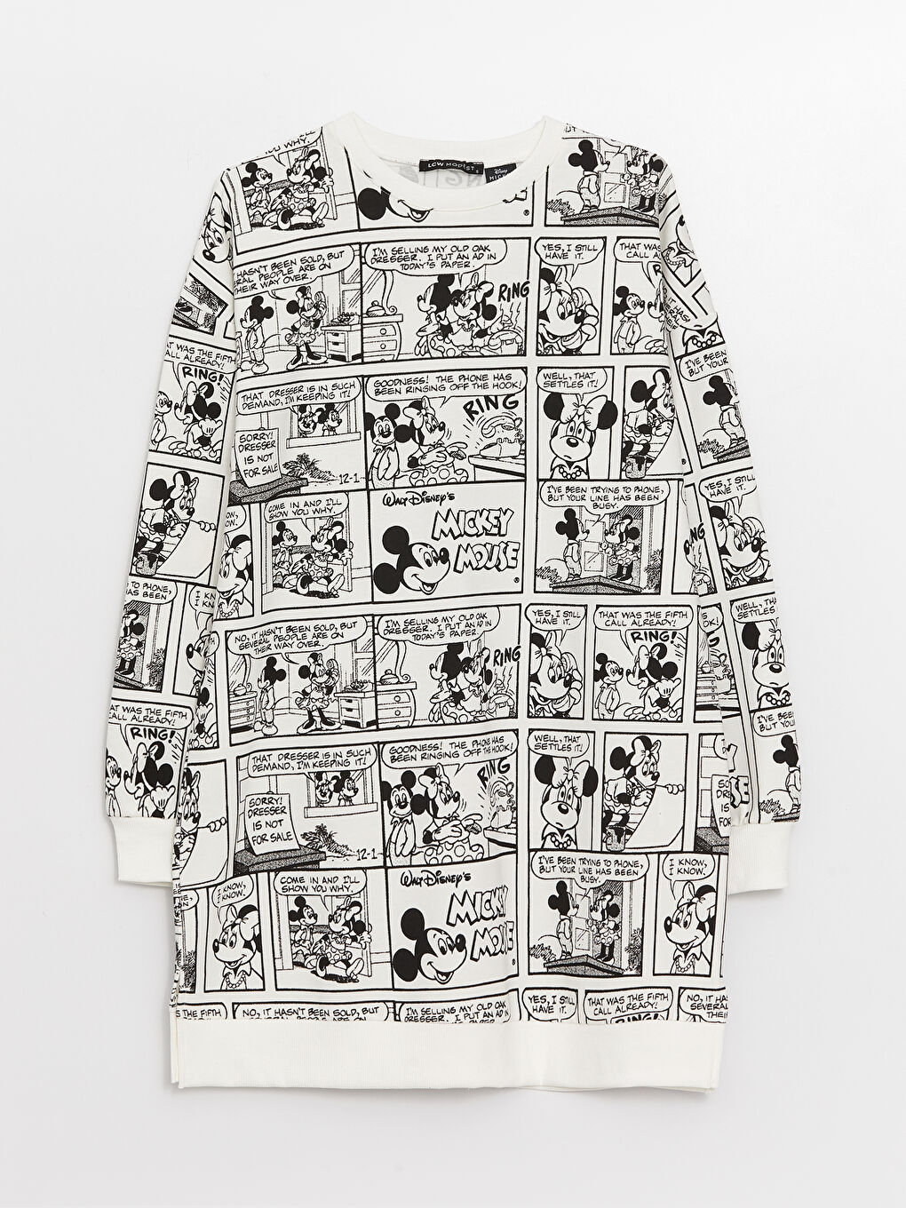 LCW Modest Crew Neck Mickey Mouse Printed Long Sleeve Oversize Women's Sweatshirt Tunic -S3FE83Z8-LQJ