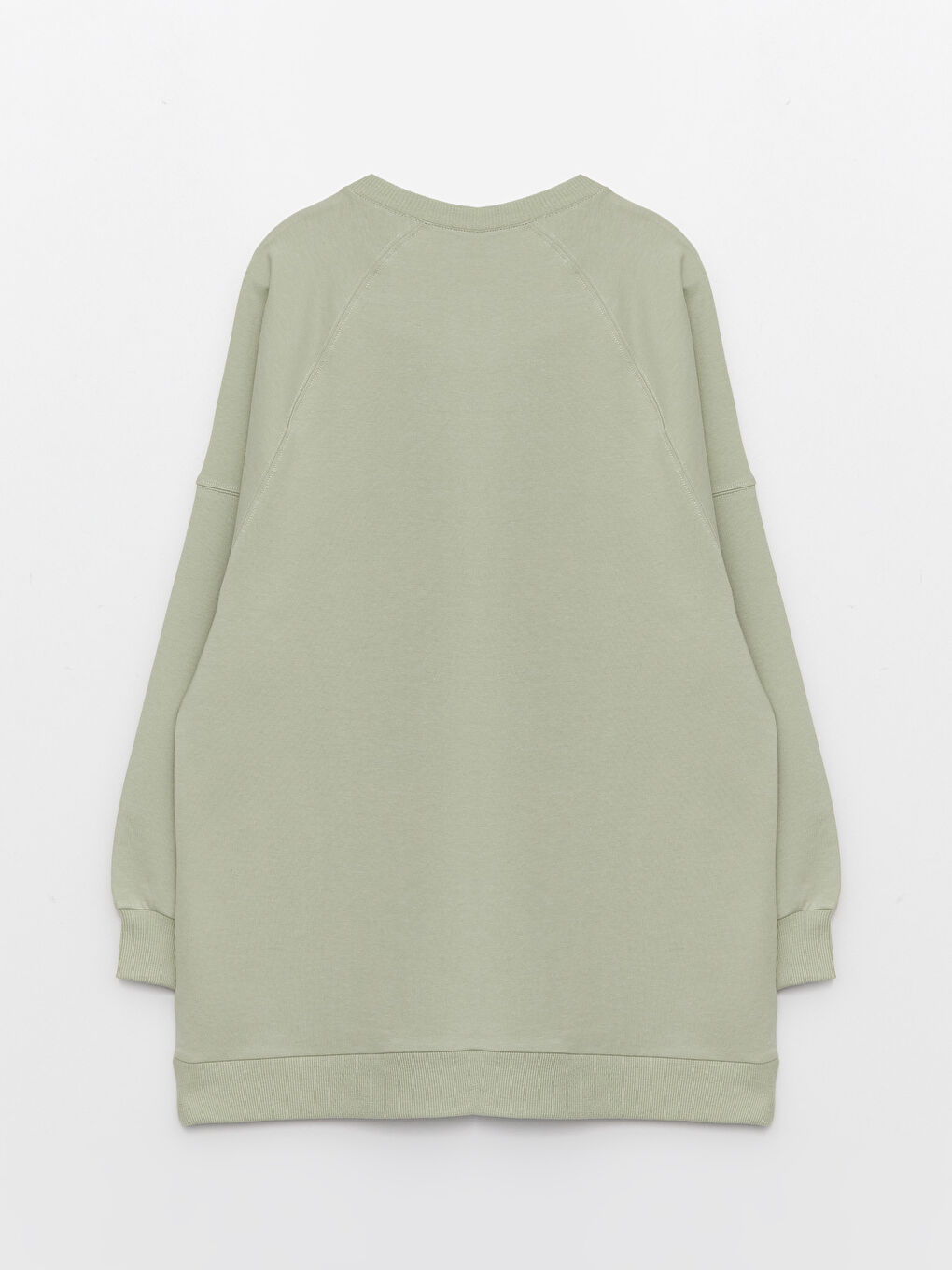 Yeşil Bisiklet Yaka Baskılı Uzun Kollu Oversize Kadın Sweatshirt Tunik-6