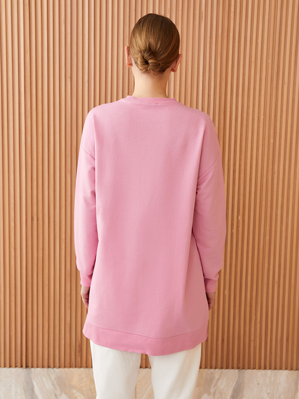 Crew Neck Printed Long Sleeve Oversize Women's Sweatshirt Tunic-4