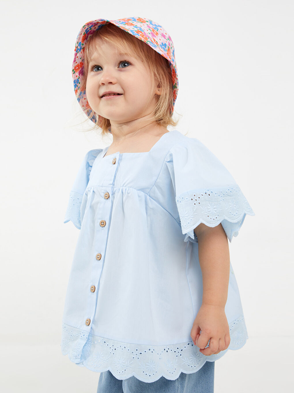 Рубашка Для Малышек Девочек С Коротким Рукавом И Квадратным Воротником-1
