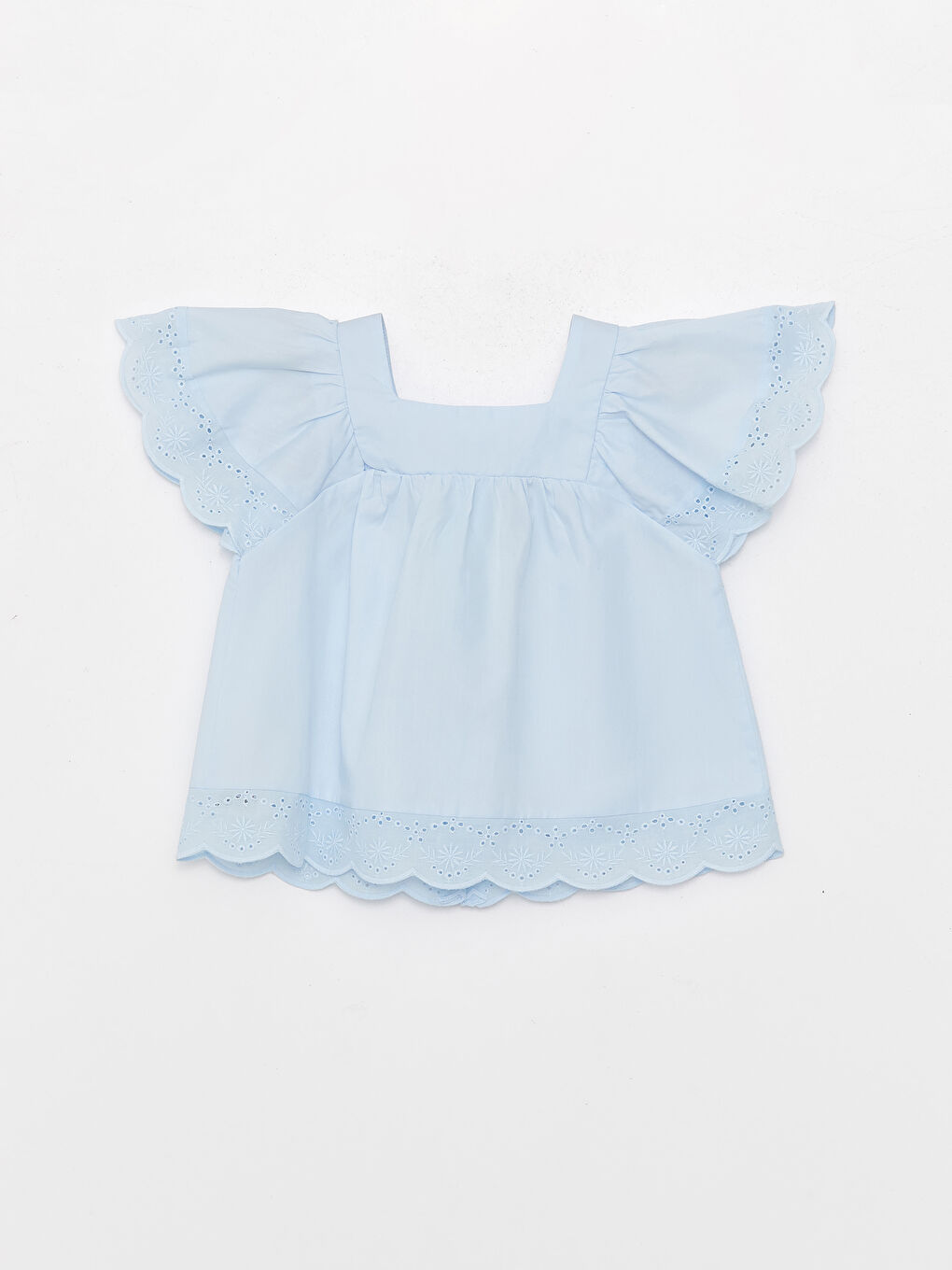 Рубашка Для Малышек Девочек С Коротким Рукавом И Квадратным Воротником-5