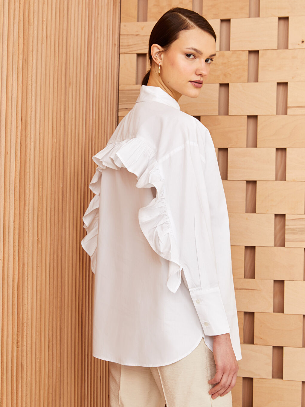 Plain Long Sleeve Oversize Poplin Women's Shirt Tunic