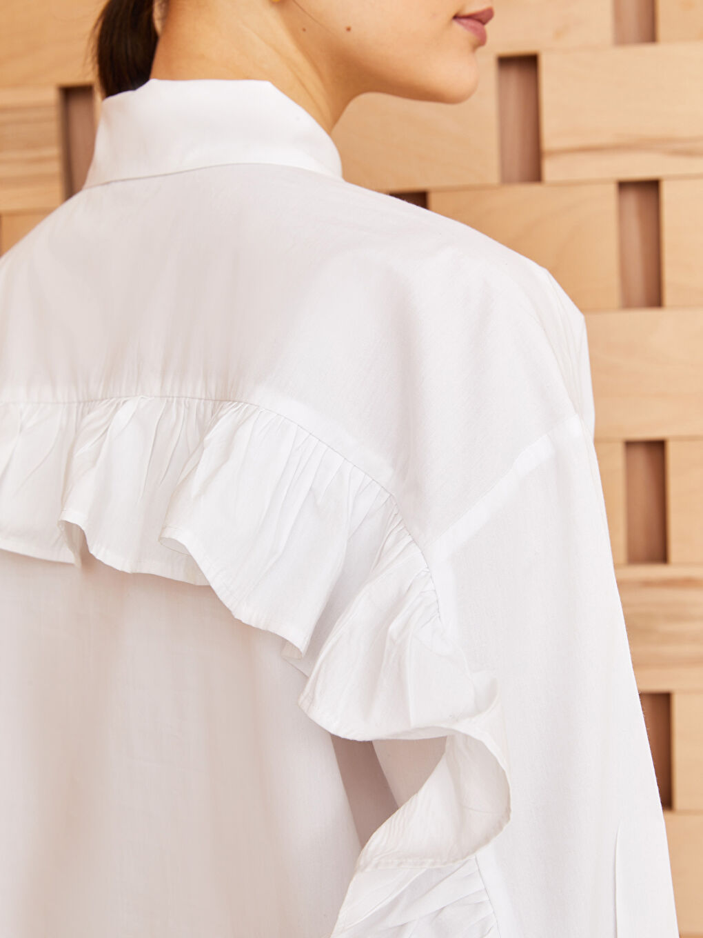 Plain Long Sleeve Oversize Poplin Women's Shirt Tunic-3