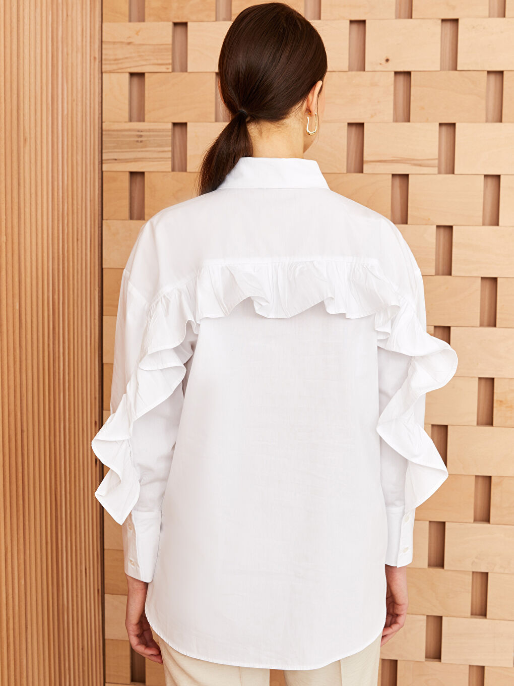 Plain Long Sleeve Oversize Poplin Women's Shirt Tunic-4