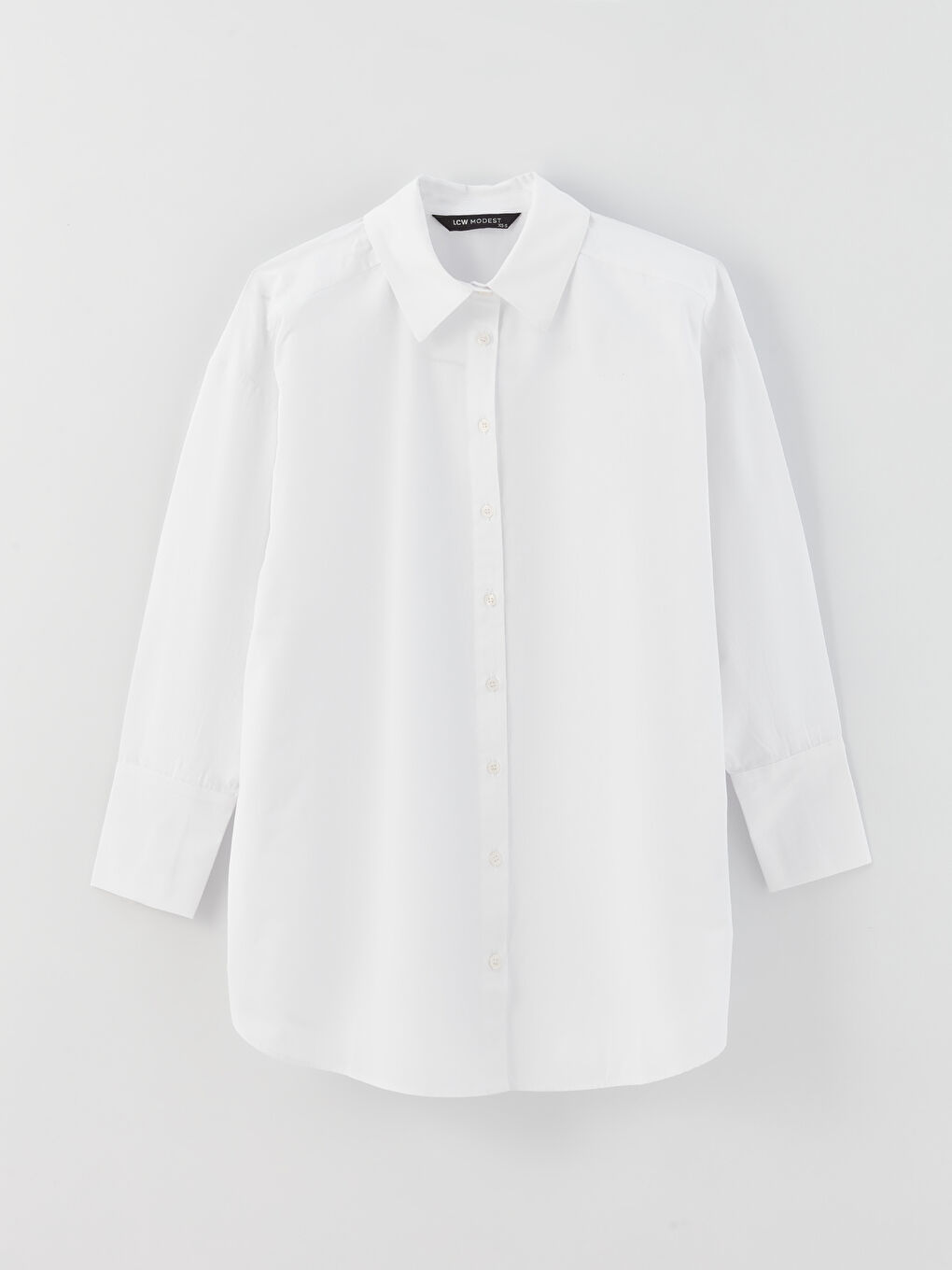 Plain Long Sleeve Oversize Poplin Women's Shirt Tunic-5