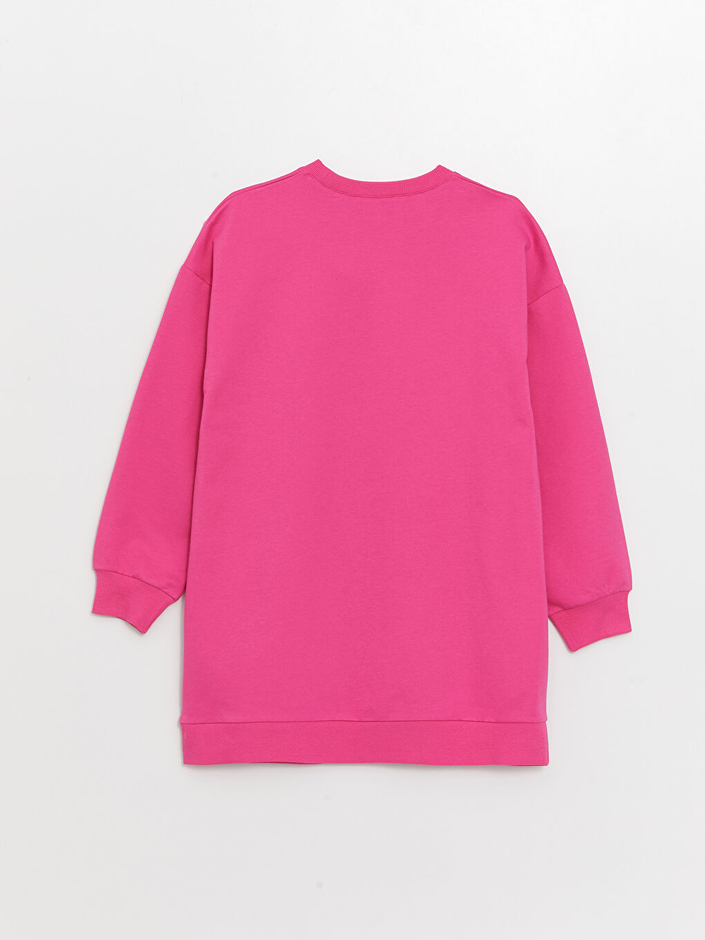 Fuşya Bisiklet Yaka Baskılı Uzun Kollu Oversize Kadın Sweatshirt Tunik-6